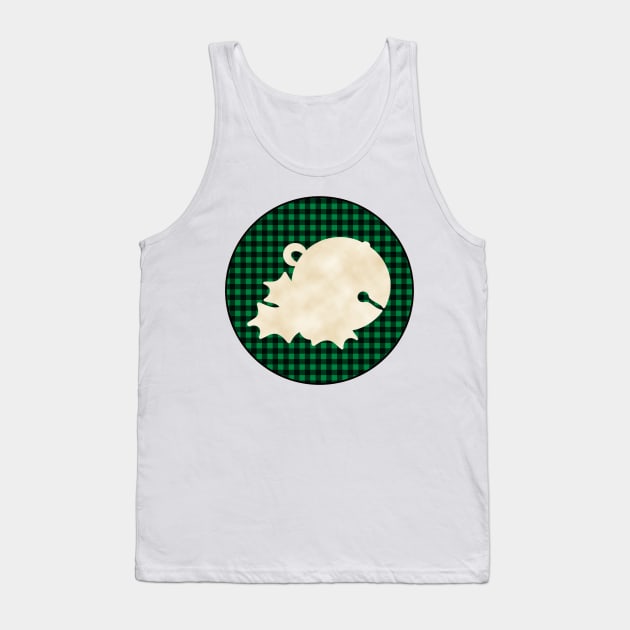 Sleigh bell and mistletoe over a black and green tile pattern Tank Top by AtelierRillian